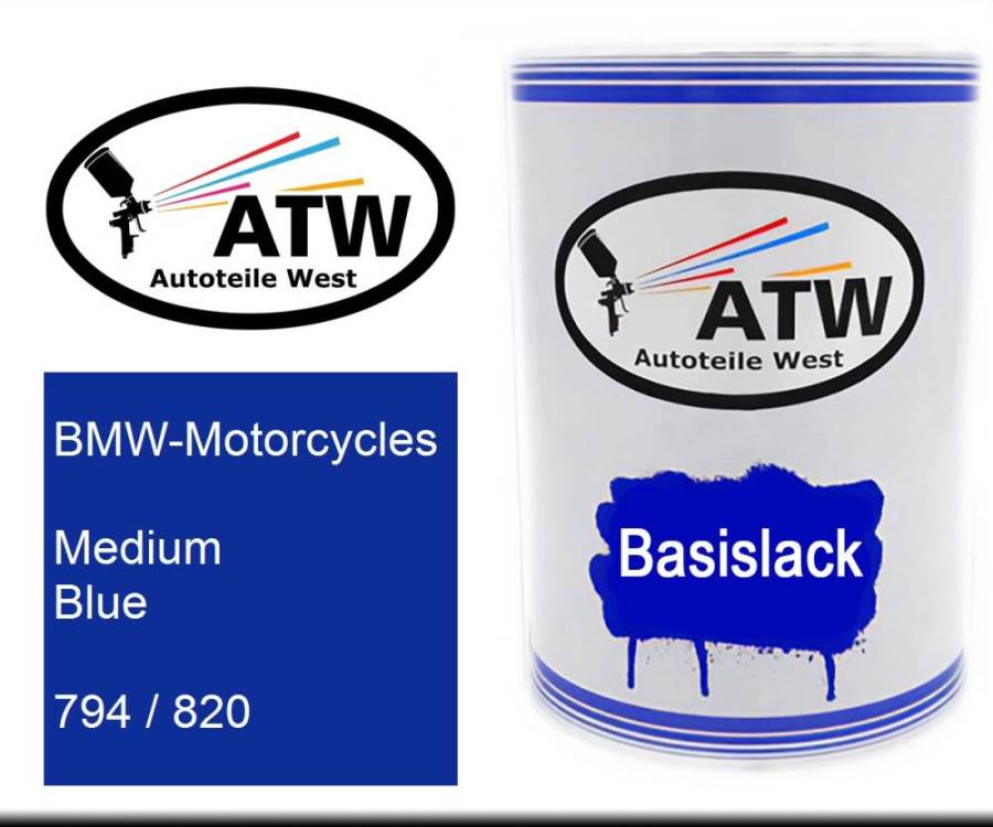 BMW-Motorcycles, Medium Blue, 794 / 820: 500ml Lackdose, von ATW Autoteile West.